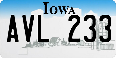 IA license plate AVL233