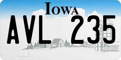 IA license plate AVL235