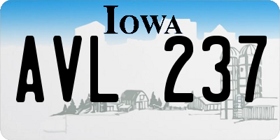 IA license plate AVL237