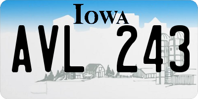 IA license plate AVL243