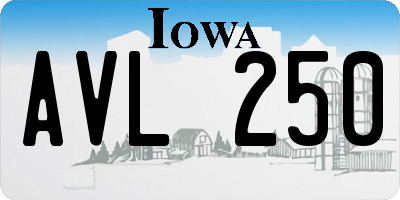 IA license plate AVL250