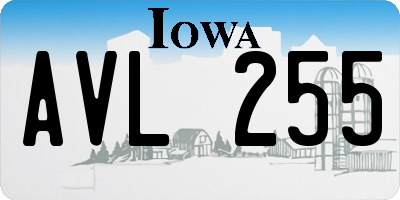 IA license plate AVL255