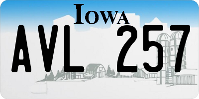 IA license plate AVL257