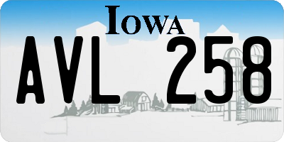 IA license plate AVL258