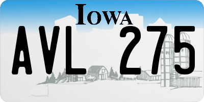 IA license plate AVL275