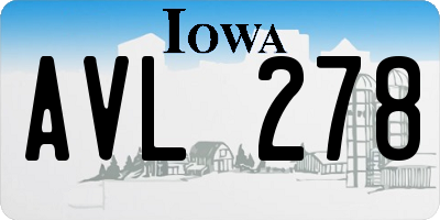 IA license plate AVL278