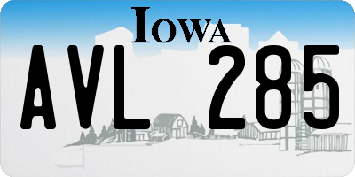 IA license plate AVL285