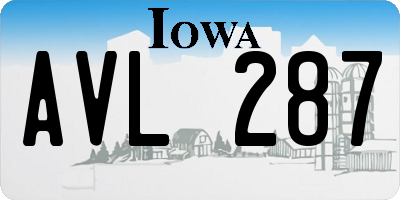 IA license plate AVL287
