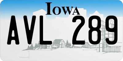 IA license plate AVL289