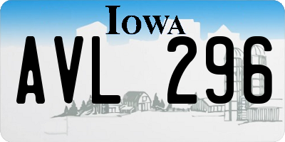 IA license plate AVL296