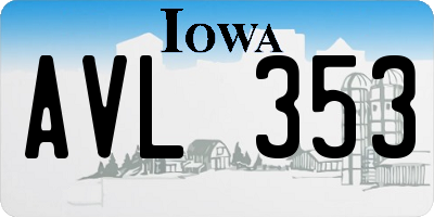 IA license plate AVL353