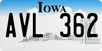 IA license plate AVL362