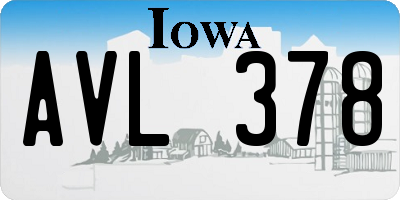 IA license plate AVL378