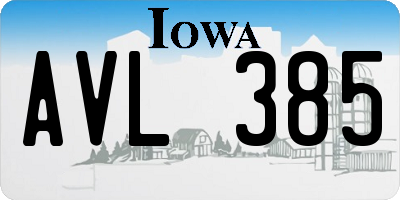 IA license plate AVL385