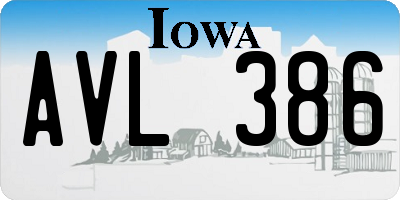 IA license plate AVL386