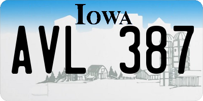 IA license plate AVL387
