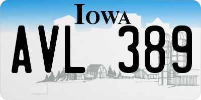 IA license plate AVL389
