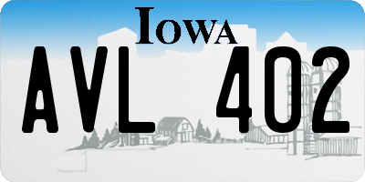 IA license plate AVL402