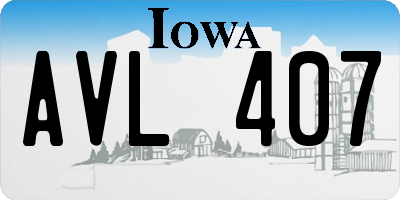IA license plate AVL407