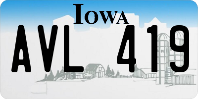 IA license plate AVL419