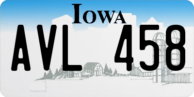 IA license plate AVL458