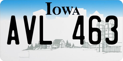 IA license plate AVL463