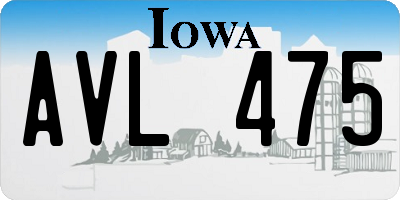 IA license plate AVL475