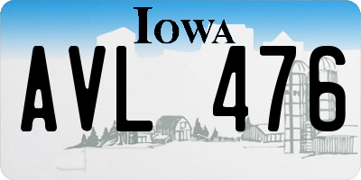 IA license plate AVL476