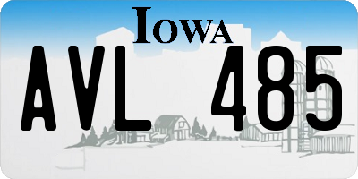 IA license plate AVL485