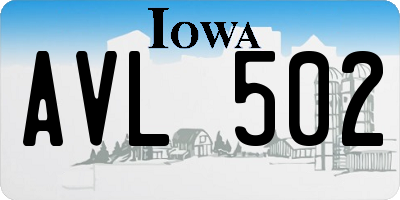 IA license plate AVL502
