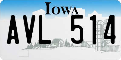 IA license plate AVL514