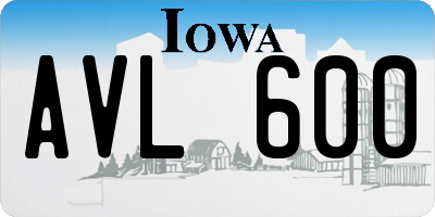 IA license plate AVL600