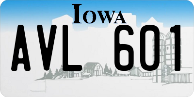 IA license plate AVL601