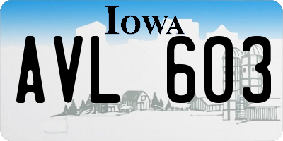 IA license plate AVL603