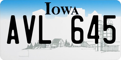 IA license plate AVL645