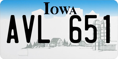 IA license plate AVL651
