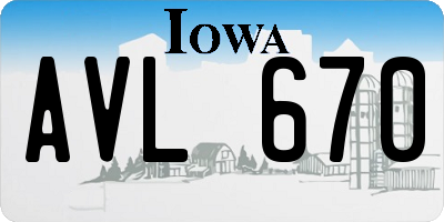 IA license plate AVL670