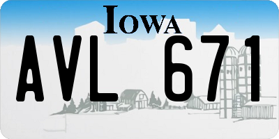 IA license plate AVL671