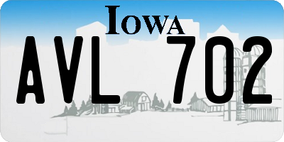 IA license plate AVL702