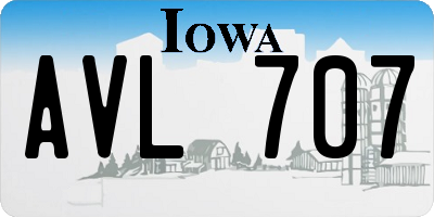 IA license plate AVL707
