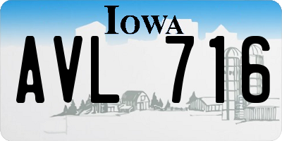 IA license plate AVL716