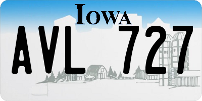 IA license plate AVL727
