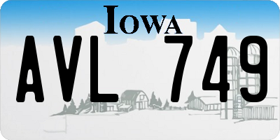 IA license plate AVL749