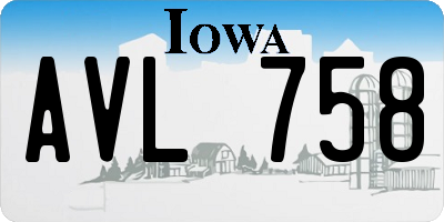 IA license plate AVL758