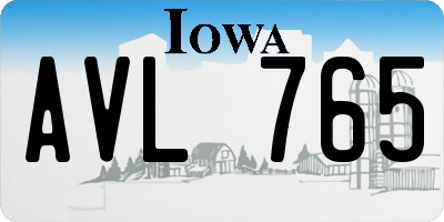 IA license plate AVL765