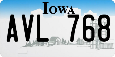 IA license plate AVL768