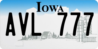 IA license plate AVL777