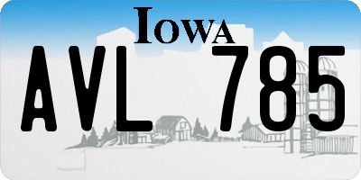 IA license plate AVL785