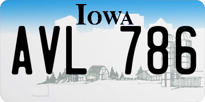 IA license plate AVL786