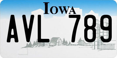 IA license plate AVL789